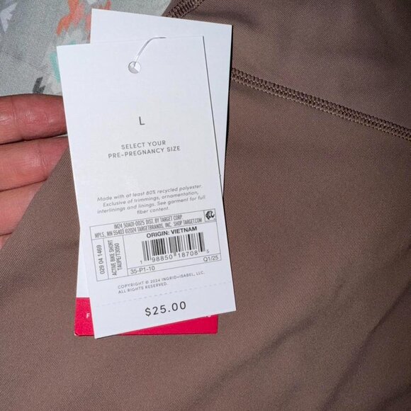 Tan Seamless NWT Isabelle Maternity Biker Shorts. Size Large - Picture 3 of 4